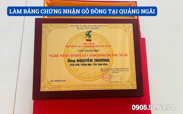 LÀM BẢNG CHỨNG NHẬN GỖ ĐỒNG TẠI QUẢNG NGÃI